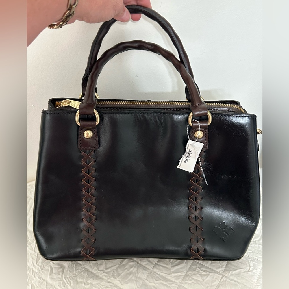 Patricia Nash Dorothy Black and Brown Satchel (**missing long strap**)